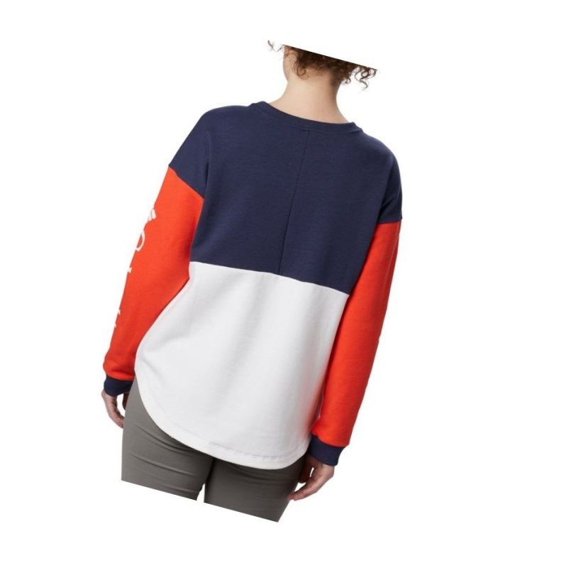 Columbia Lodge II Crew Sweatshirt Kadın Beyaz Lacivert | 12698-HVBN