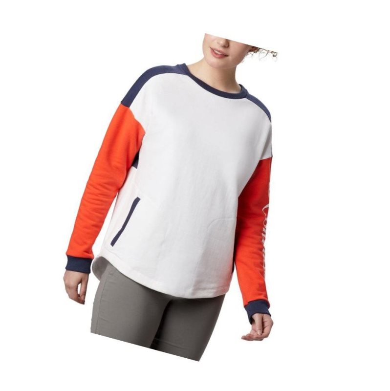 Columbia Lodge II Crew Sweatshirt Kadın Beyaz Lacivert | 12698-HVBN
