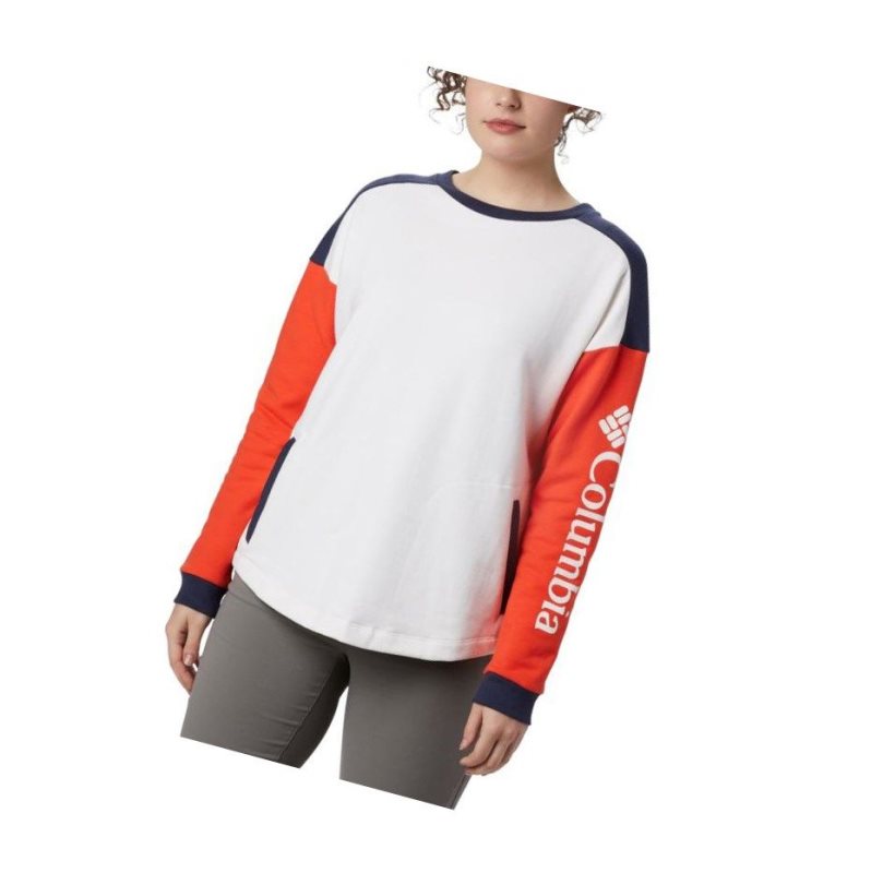 Columbia Lodge II Crew Sweatshirt Kadın Beyaz Lacivert | 12698-HVBN