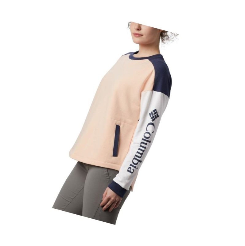 Columbia Lodge II Crew Sweatshirt Kadın Lacivert Beyaz | 35481-NXSI