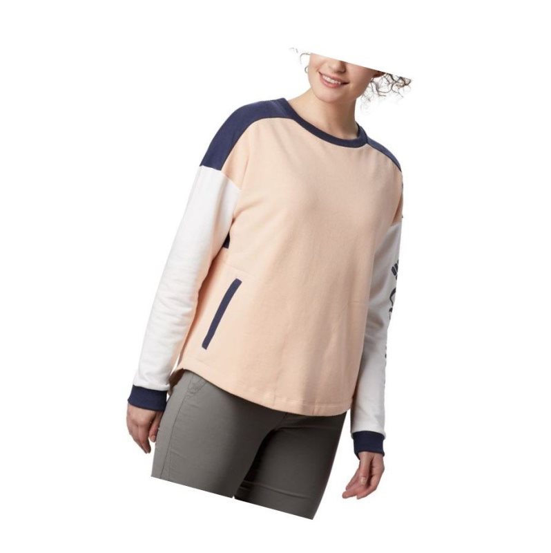 Columbia Lodge II Crew Sweatshirt Kadın Lacivert Beyaz | 35481-NXSI