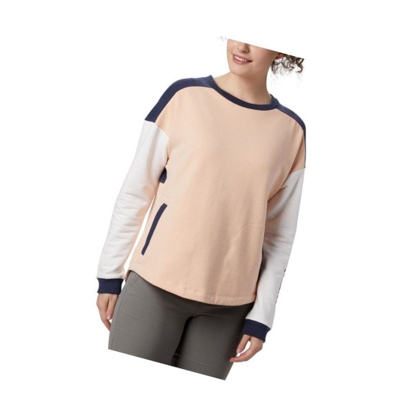 Columbia Lodge II Crew Sweatshirt Kadın Lacivert Beyaz | 35481-NXSI