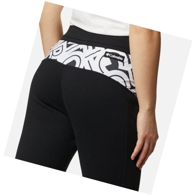 Columbia Lodge Knit Jogger Pantolon Kadın Siyah Beyaz | 42635-SNEG