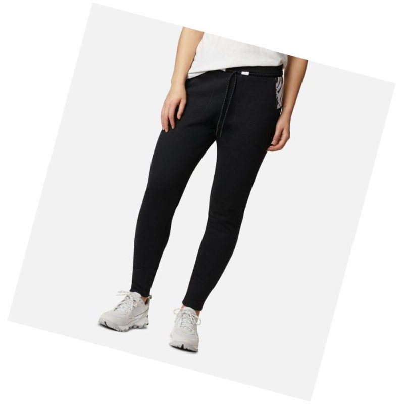 Columbia Lodge Knit Jogger Pantolon Kadın Siyah Beyaz | 42635-SNEG