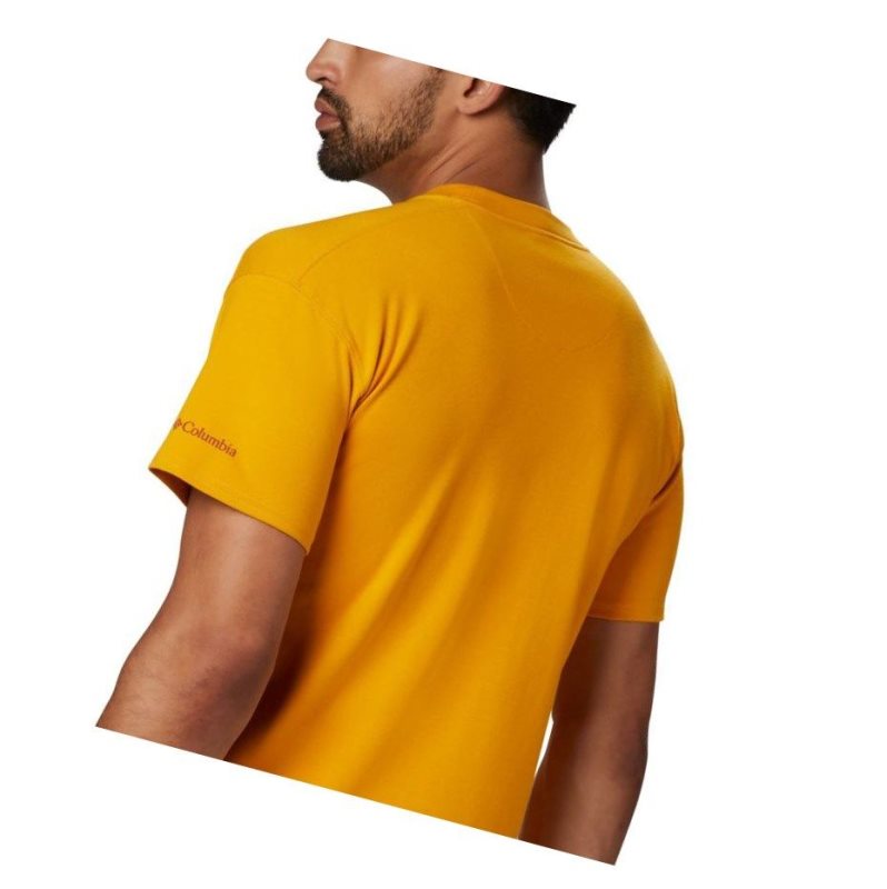 Columbia Lodge Logo Tişört Erkek Açık Altın Kırmızı | 35764-LMYK