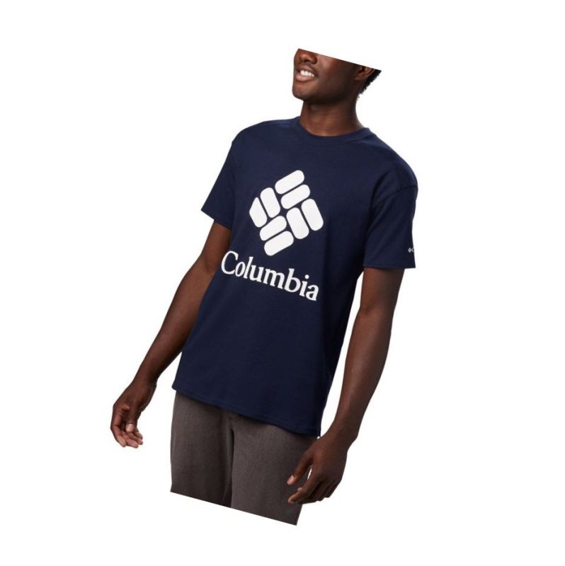 Columbia Lodge Logo Tişört Erkek Lacivert Beyaz | 78390-EDJB