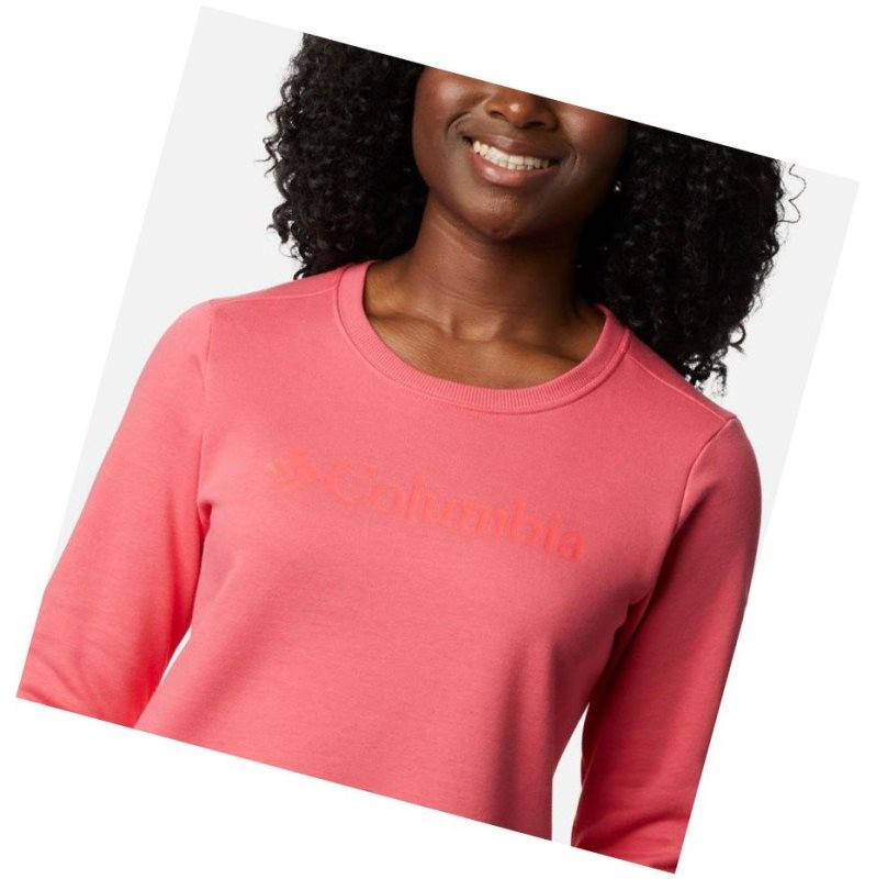 Columbia Logo Crew Top Sweatshirt Kadın Açık Pembe | 49632-FIEK