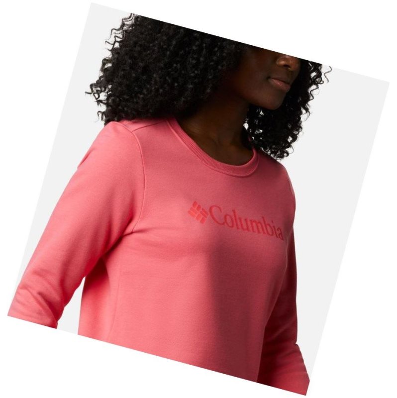 Columbia Logo Crew Top Sweatshirt Kadın Açık Pembe | 49632-FIEK