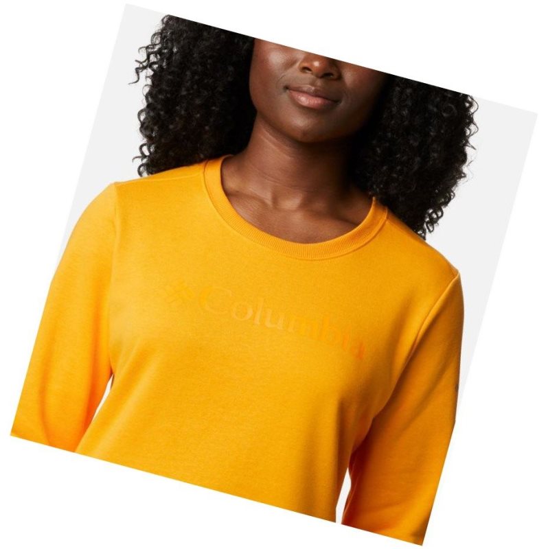 Columbia Logo Crew Top Sweatshirt Kadın Açık Altın | 35470-DVOA