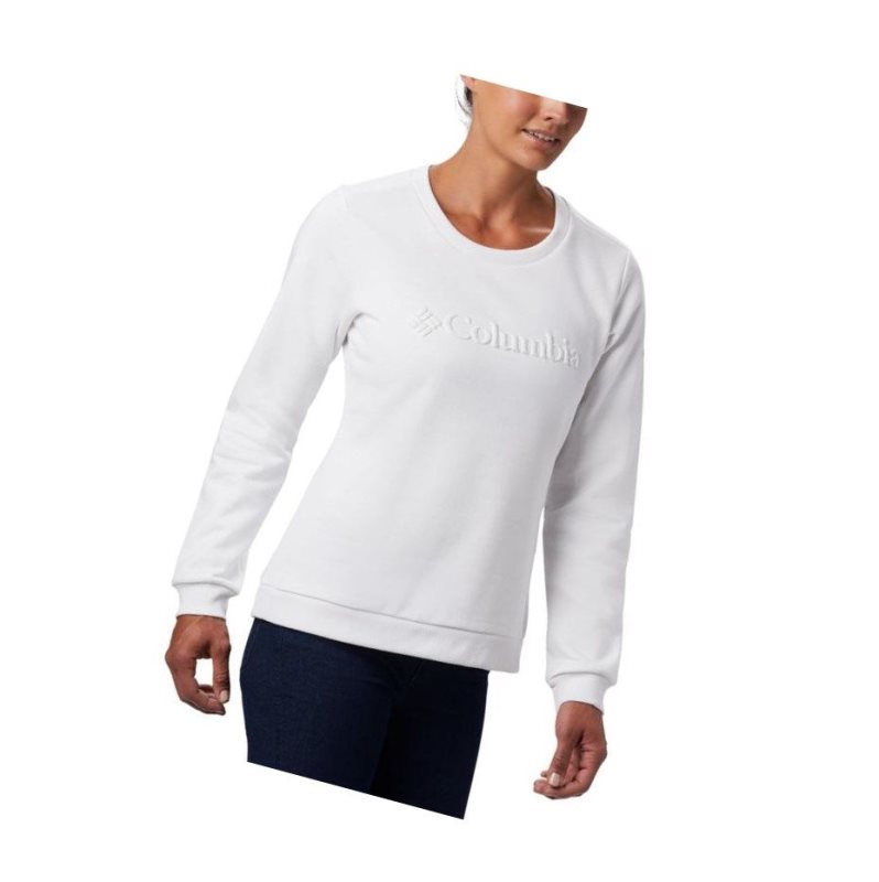 Columbia Logo Crew Top Sweatshirt Kadın Beyaz | 56270-OXPG