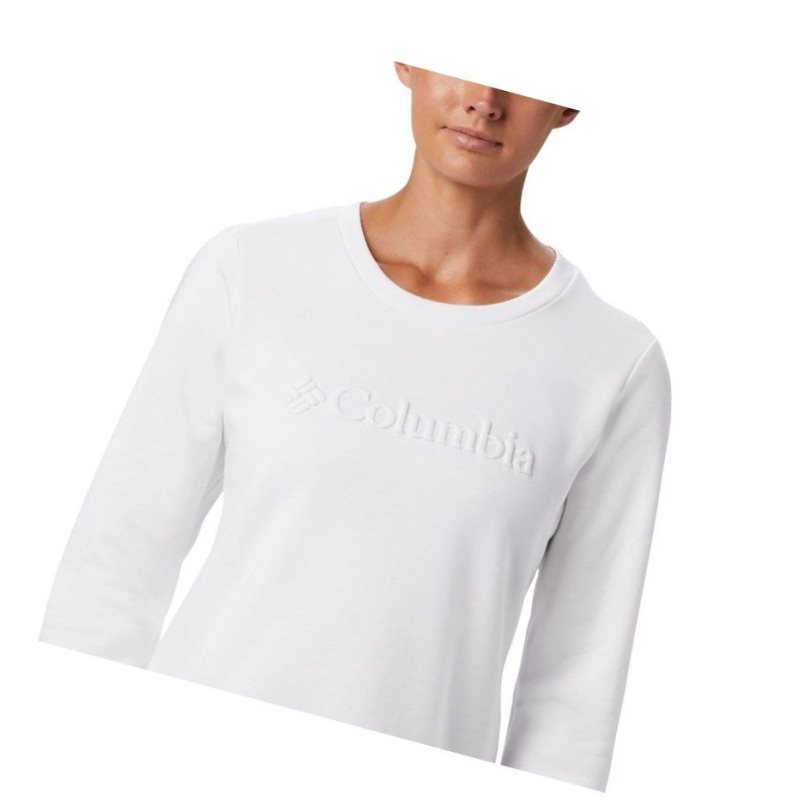 Columbia Logo Crew Top Sweatshirt Kadın Beyaz | 56270-OXPG