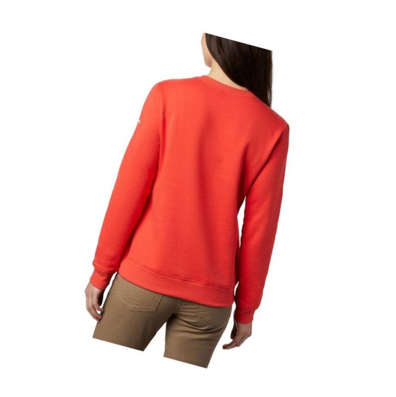 Columbia Logo Crew Top Sweatshirt Kadın Kırmızı | 39584-OFRH