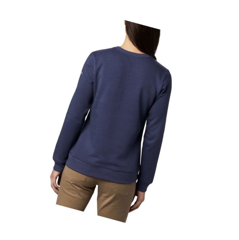 Columbia Logo Crew Top Sweatshirt Kadın Lacivert | 27931-UOBG