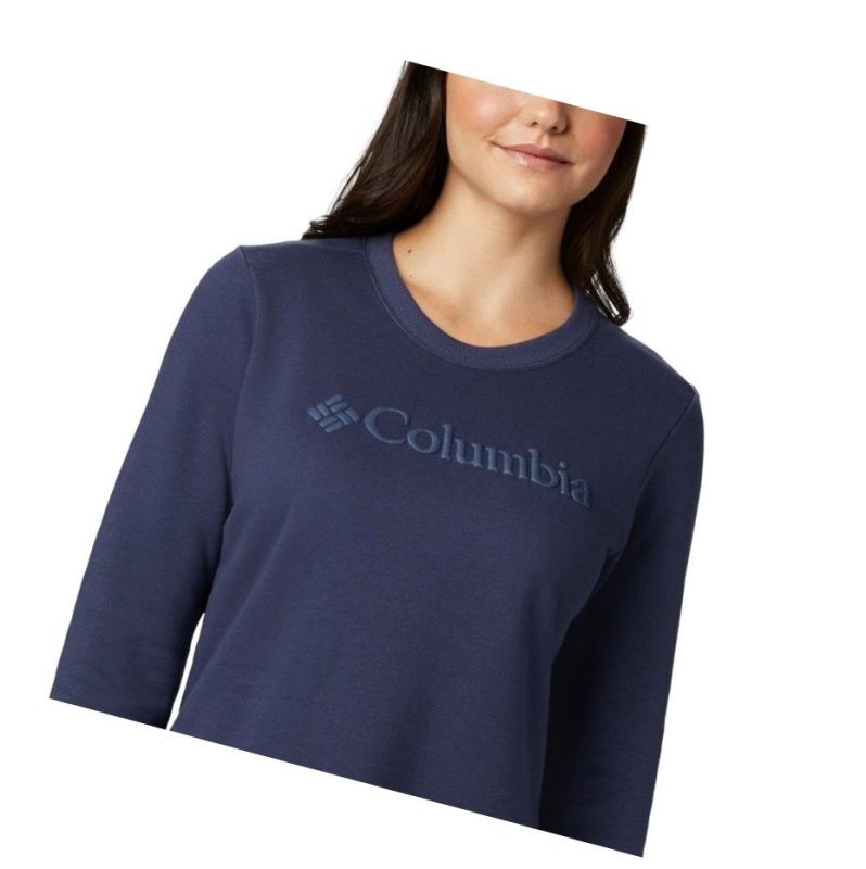 Columbia Logo Crew Top Sweatshirt Kadın Lacivert | 27931-UOBG