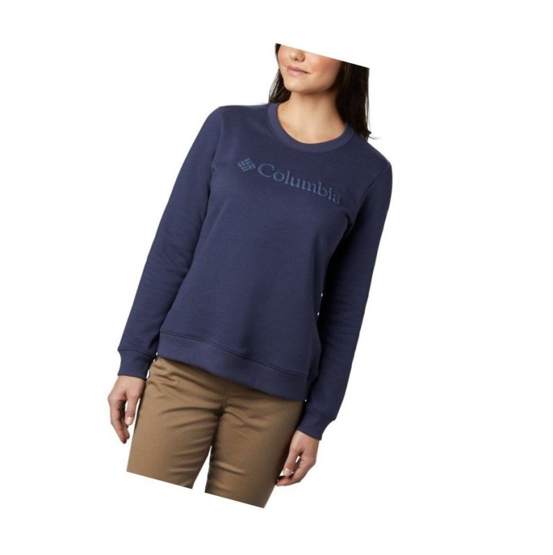Columbia Logo Crew Top Sweatshirt Kadın Lacivert | 27931-UOBG
