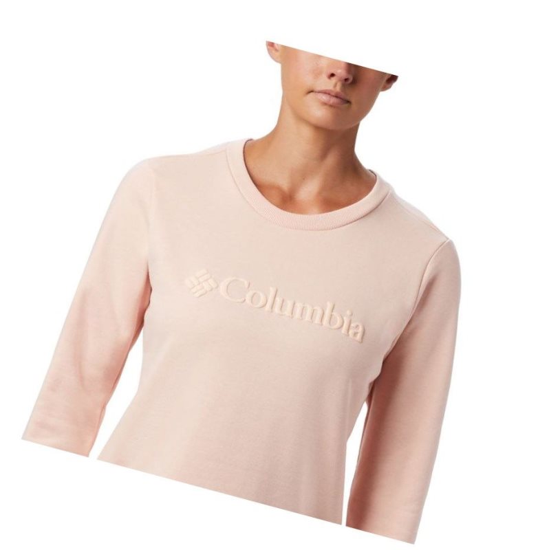 Columbia Logo Crew Top Sweatshirt Kadın Pembe | 15792-NYXG