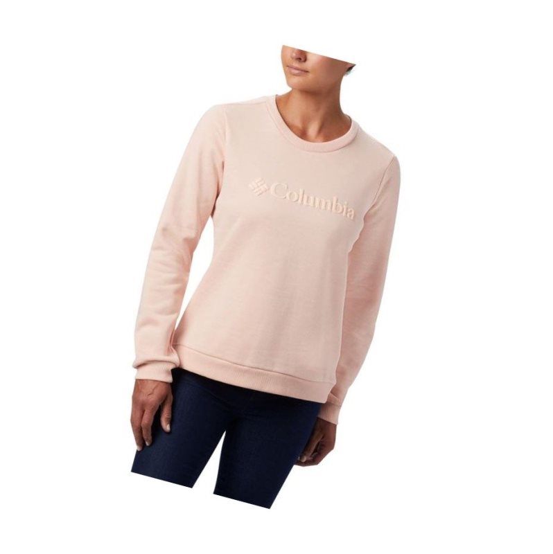 Columbia Logo Crew Top Sweatshirt Kadın Pembe | 15792-NYXG