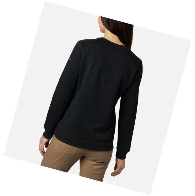 Columbia Logo Crew Top Sweatshirt Kadın Siyah | 16072-BINE