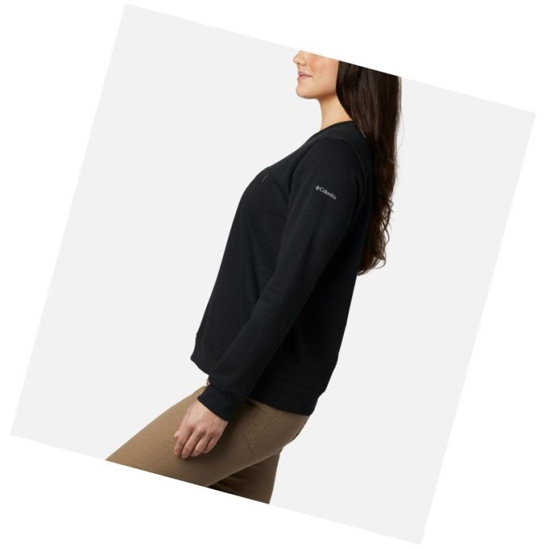 Columbia Logo Crew Top Sweatshirt Kadın Siyah | 16072-BINE