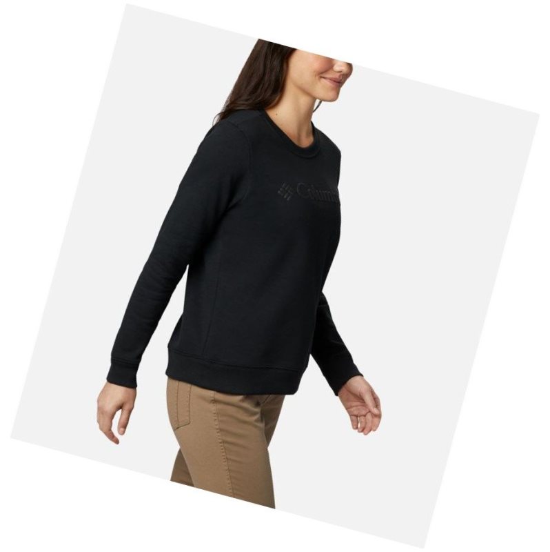 Columbia Logo Crew Top Sweatshirt Kadın Siyah | 16072-BINE