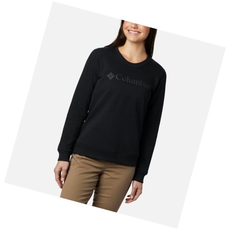 Columbia Logo Crew Top Sweatshirt Kadın Siyah | 16072-BINE