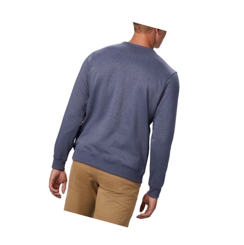 Columbia Logo Fleece Crew Sweatshirt Erkek Koyu Mavi Gri | 84102-CERA