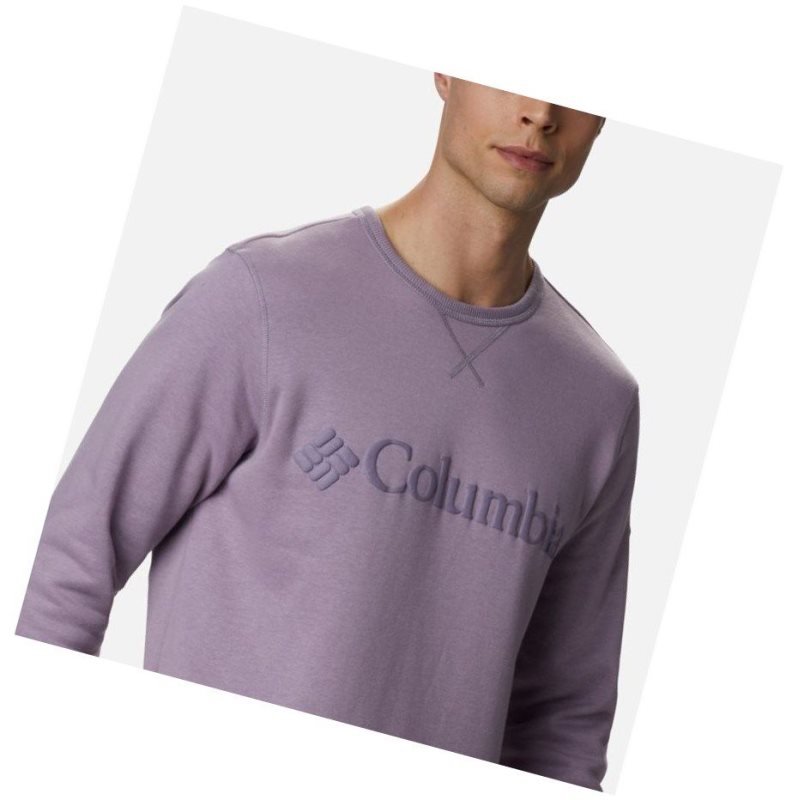 Columbia Logo Fleece Crew Sweatshirt Erkek Mor | 43569-WPYE