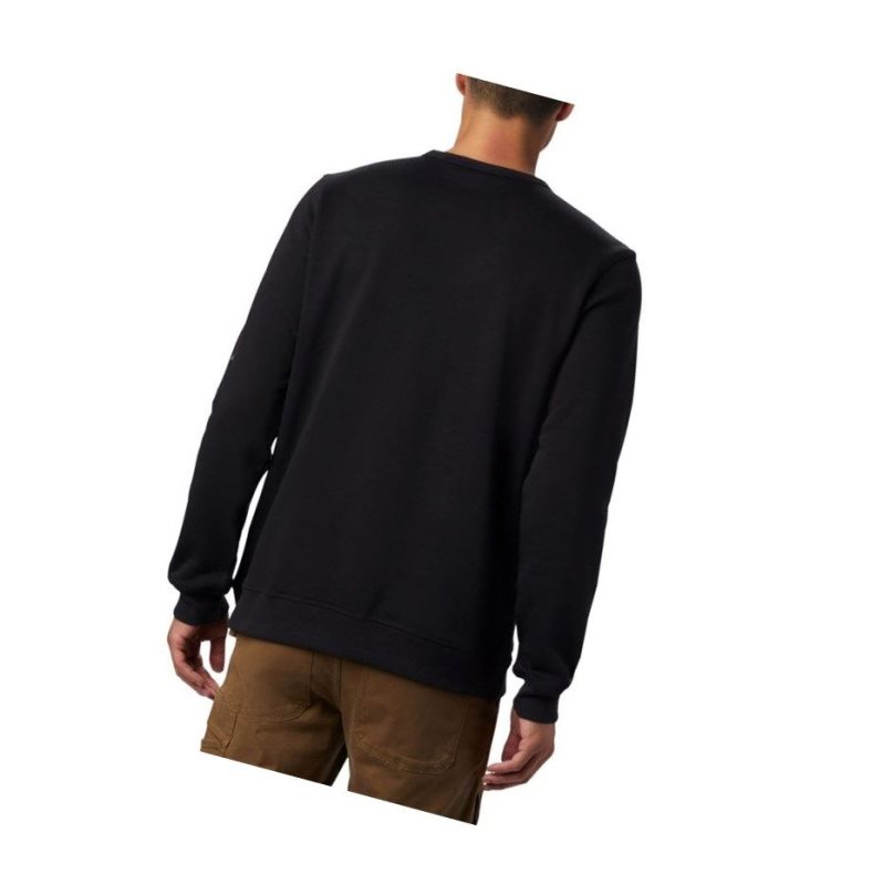 Columbia Logo Fleece Crew Sweatshirt Erkek Siyah Gri | 43071-KQFO