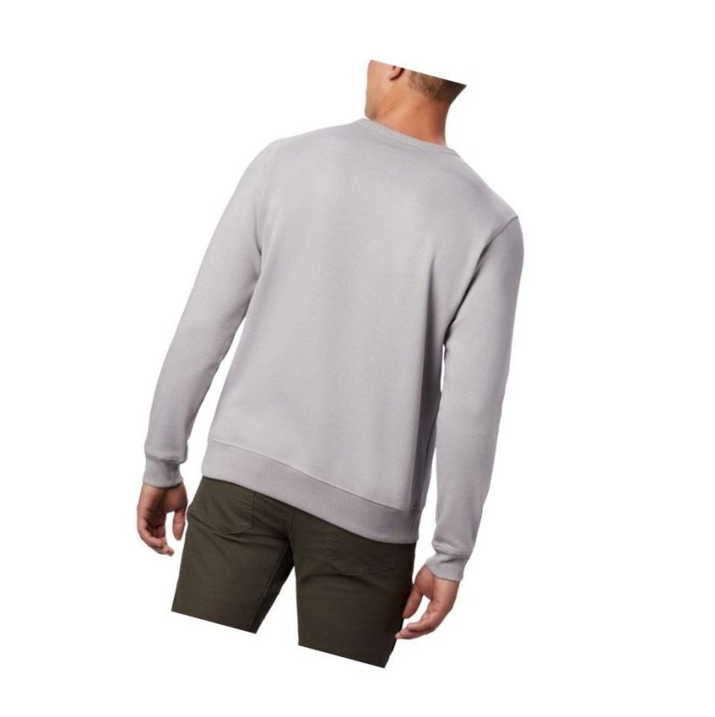 Columbia Logo Fleece Crew Sweatshirt Erkek Gri Lacivert | 92563-WQMI