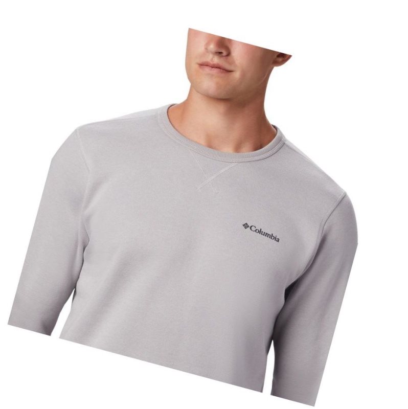 Columbia Logo Fleece Crew Sweatshirt Erkek Gri Lacivert | 92563-WQMI