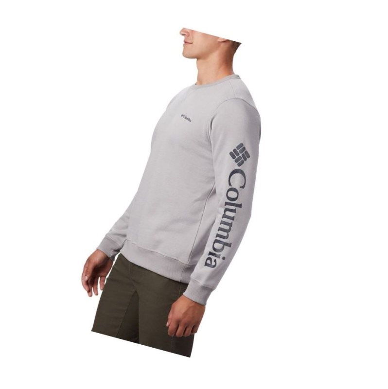 Columbia Logo Fleece Crew Sweatshirt Erkek Gri Lacivert | 92563-WQMI