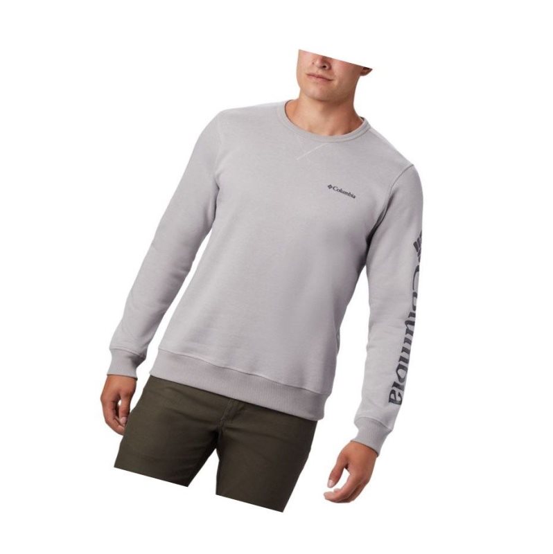 Columbia Logo Fleece Crew Sweatshirt Erkek Gri Lacivert | 92563-WQMI