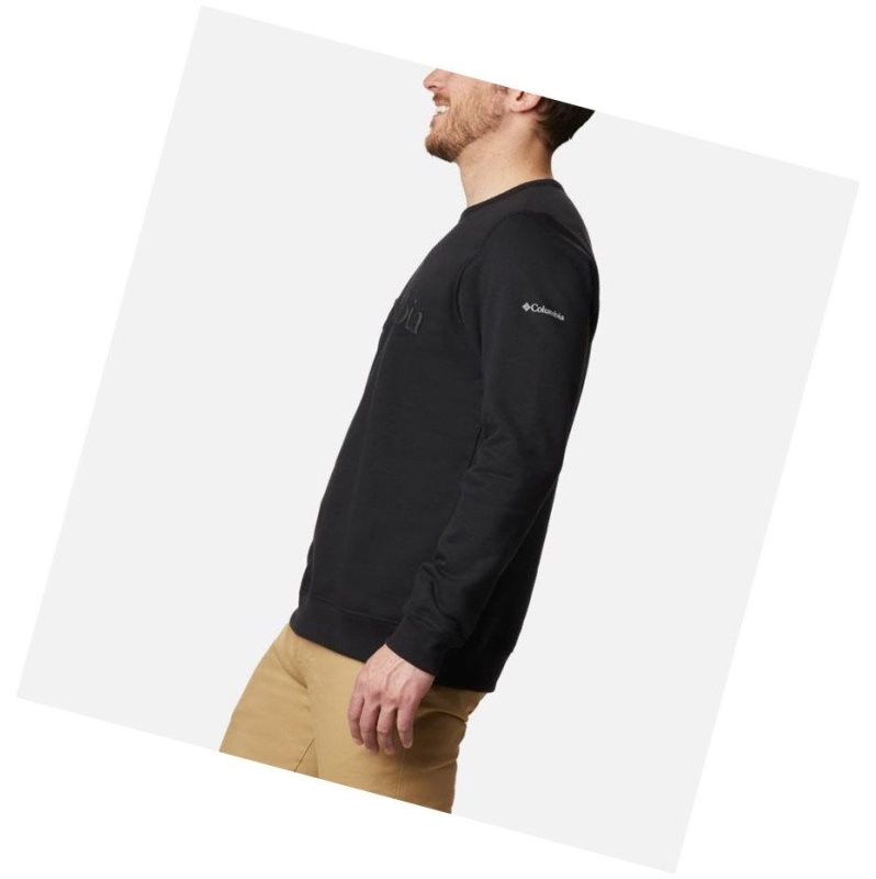 Columbia Logo Fleece Crew Sweatshirt Erkek Siyah | 91248-HJIU