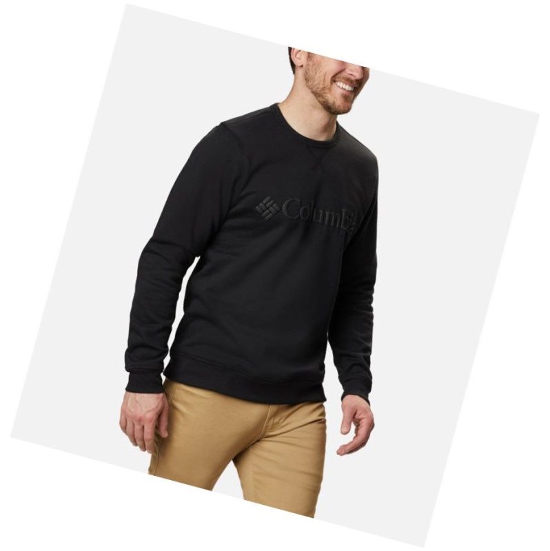 Columbia Logo Fleece Crew Sweatshirt Erkek Siyah | 91248-HJIU