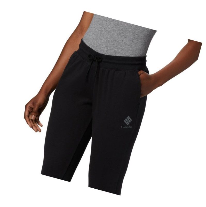 Columbia Logo French Terry Jogger Plus Size Pantolon Kadın Siyah | 18543-EGUR