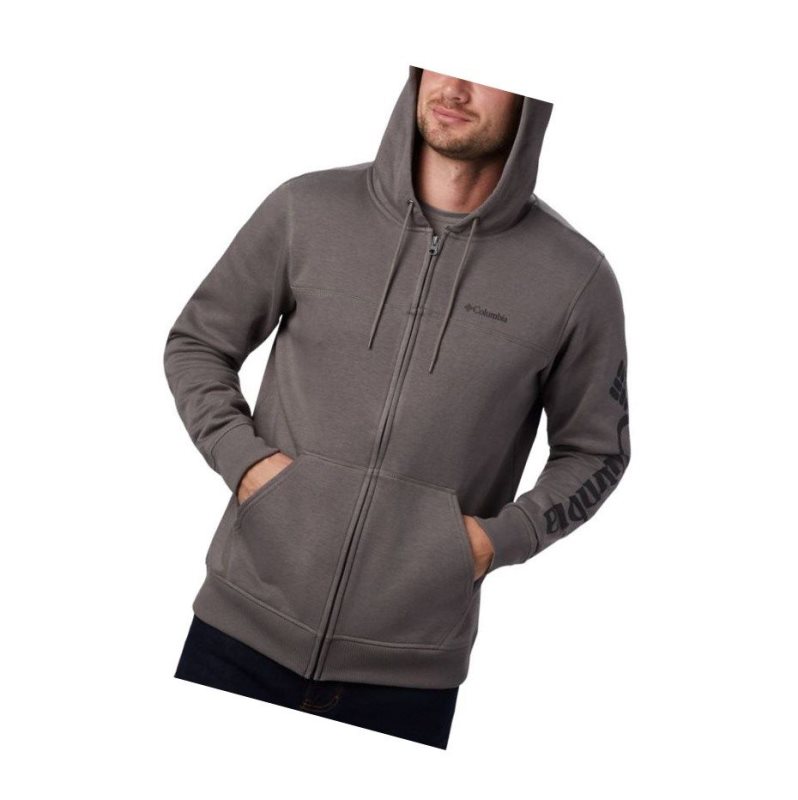 Columbia Logo Full Zip Fleece Big Mont Erkek Gri Siyah | 46907-USPG