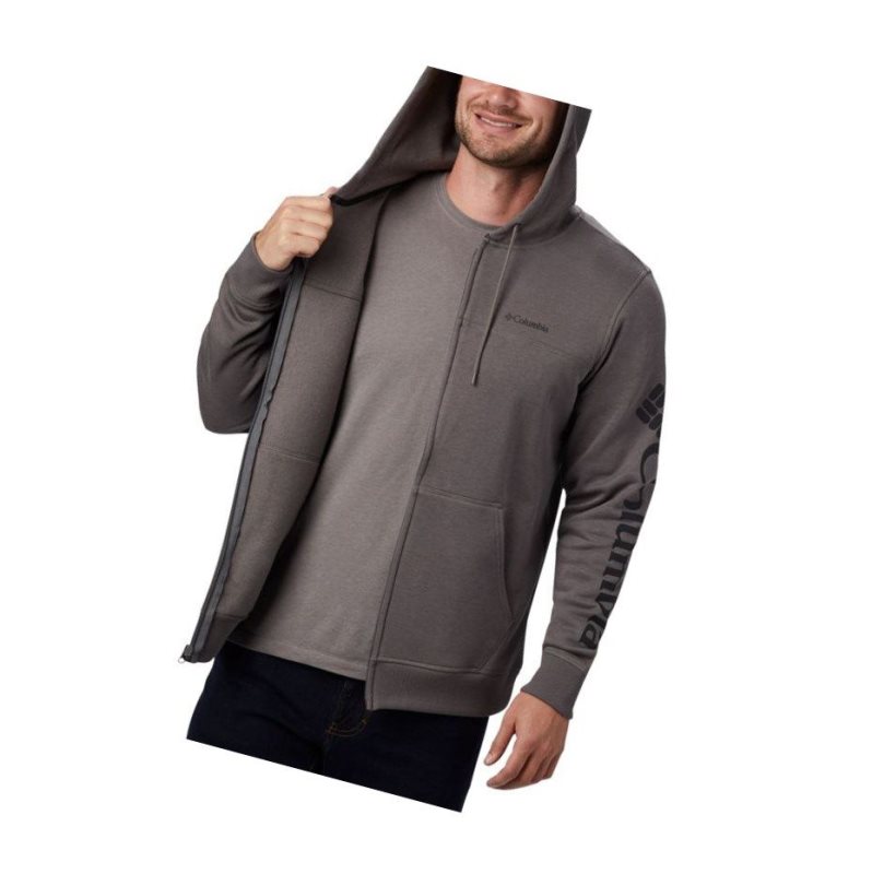 Columbia Logo Full Zip Fleece Big Mont Erkek Gri Siyah | 46907-USPG
