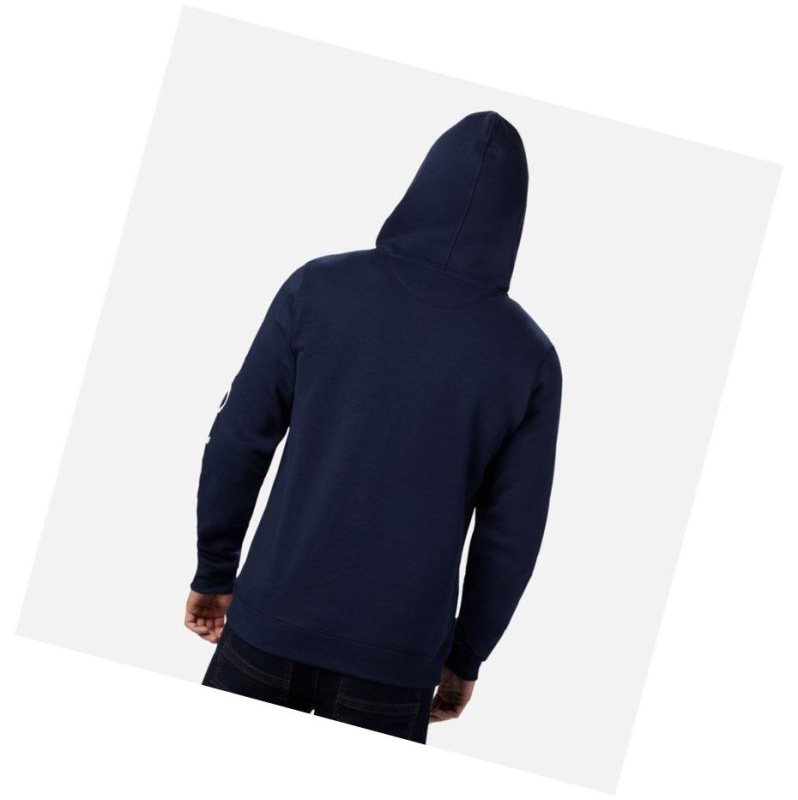 Columbia Logo Full Zip Fleece Kapşonlu Erkek Lacivert Beyaz | 10258-YBEP