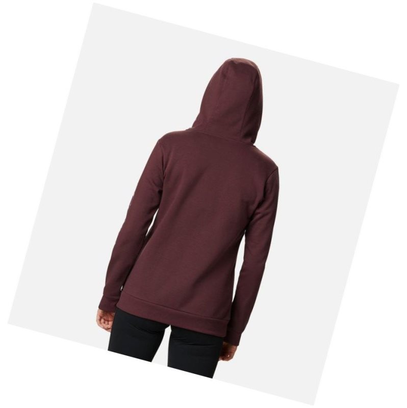 Columbia Logo Full Zip Kapşonlu Kadın Bordo | 75649-MYFZ