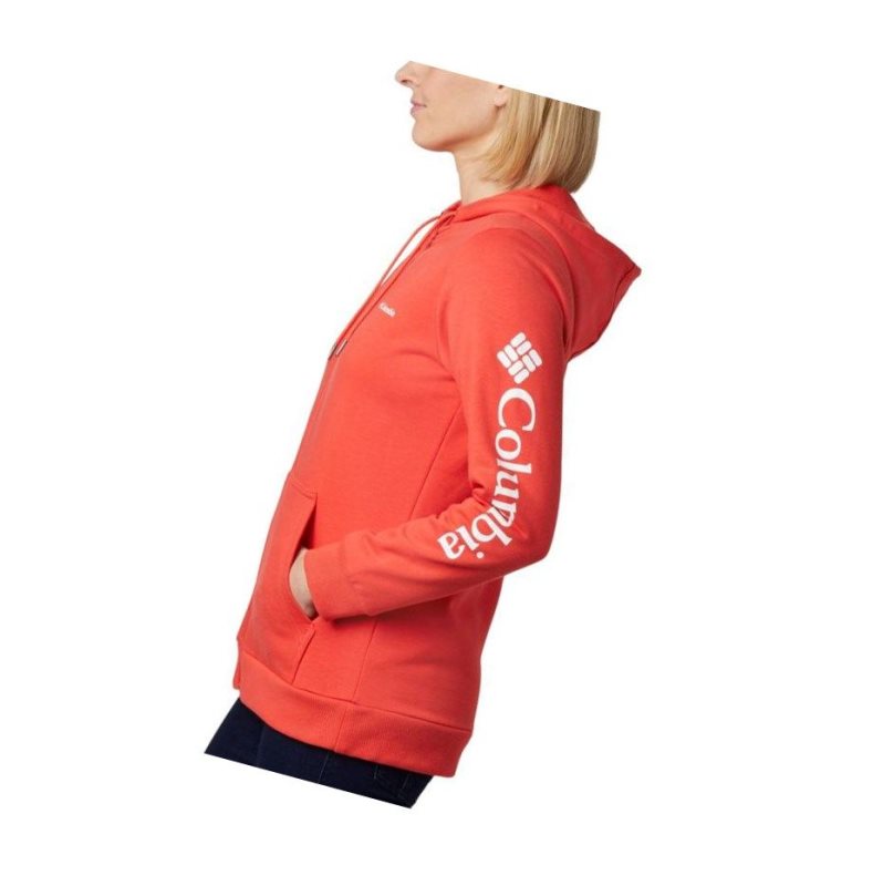 Columbia Logo Full Zip Kapşonlu Kadın Kırmızı | 56013-HAZB