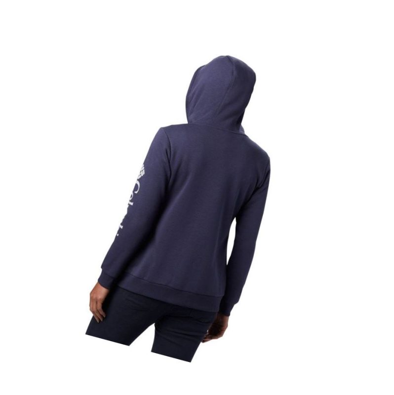 Columbia Logo Full Zip Kapşonlu Kadın Lacivert | 70198-INOV