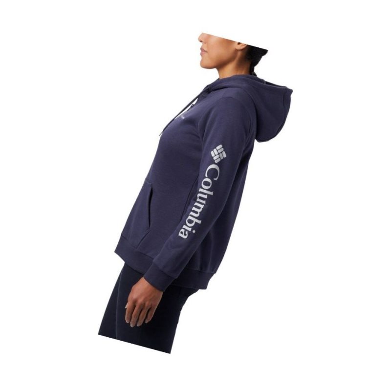 Columbia Logo Full Zip Kapşonlu Kadın Lacivert | 70198-INOV