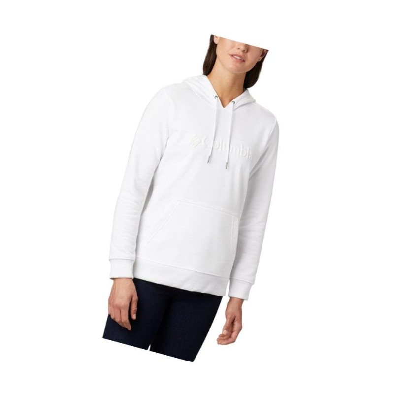 Columbia Logo Kapşonlu Kadın Beyaz | 85047-LGWF