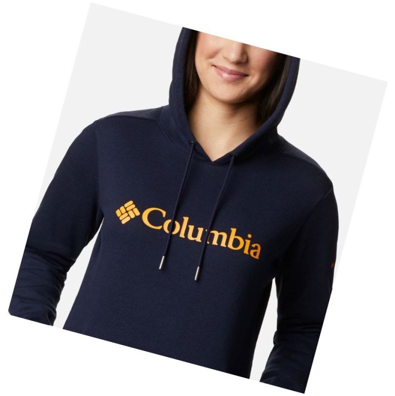 Columbia Logo Kapşonlu Kadın Lacivert | 67891-ASMX