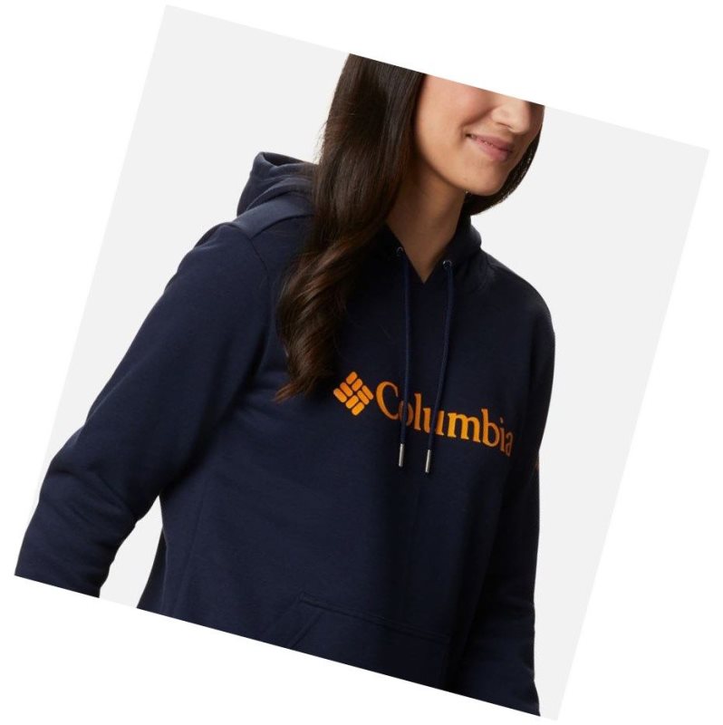Columbia Logo Kapşonlu Kadın Lacivert | 67891-ASMX