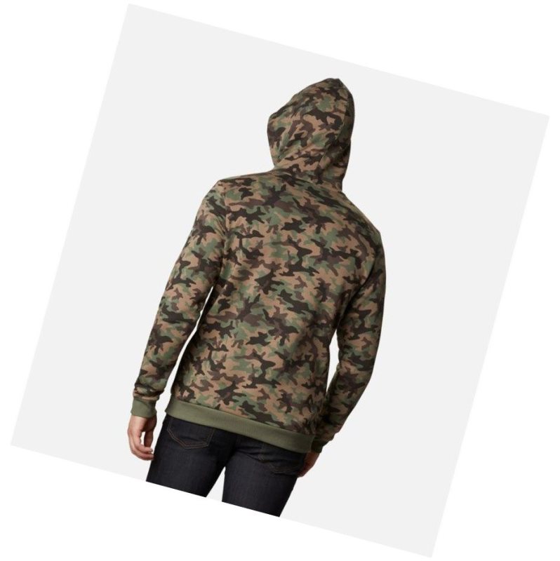 Columbia Logo Printed Kapşonlu Erkek Gri Yeşil Camo | 35247-XPUR