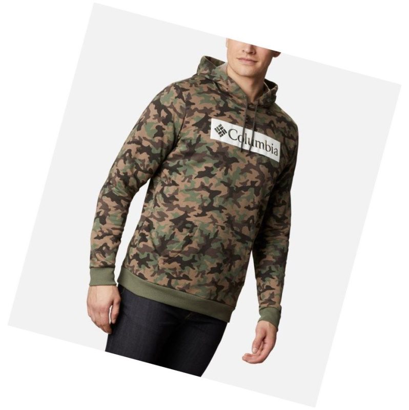 Columbia Logo Printed Kapşonlu Erkek Gri Yeşil Camo | 35247-XPUR