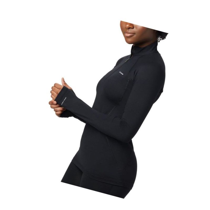 Columbia Midweight Stretch Baselayer Long Sleeve Half Zip Sweatshirt Kadın Siyah | 29184-LZCJ