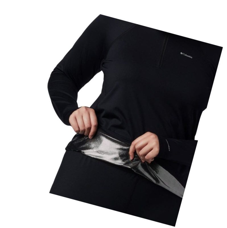 Columbia Midweight Stretch Long Sleeve Half Zip Plus Size Sweatshirt Kadın Siyah | 46085-PGVO