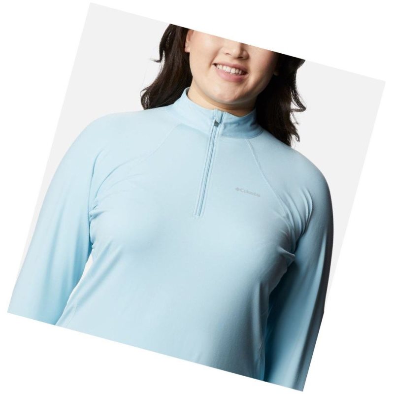Columbia Midweight Stretch Long Sleeve Half Zip Plus Size Sweatshirt Kadın Mavi | 93487-JORQ